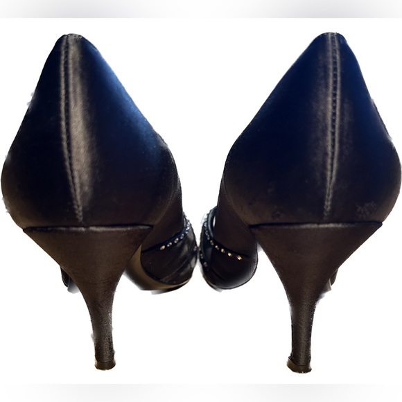 Alfani Black Satin Rhinestone Heels- Sz- 8.5M - Picture 4 of 7